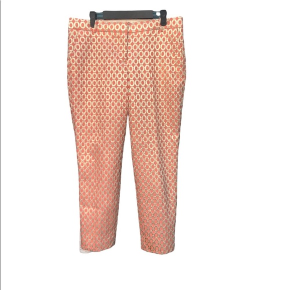 J CREW GILDED DOT CORAL GOLD PANTS - Picture 2 of 7